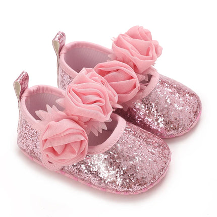 Spring And Autumn Bow 0-18 Months Newborns Wearing Outward Walking Shoes With Durable Soft Sole And Non Slip Princess Shoes