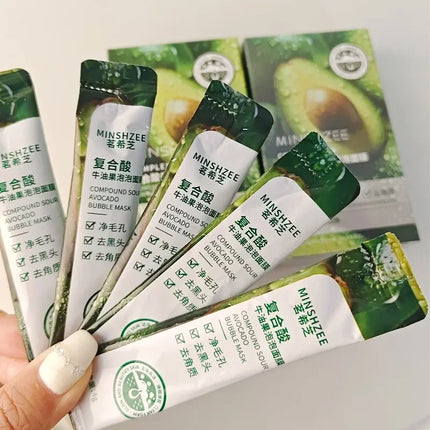 12pcs Avocado Bubble Facial Mask Brightening Firming Moisturizing Face Mask  Beauty Skin Care Facial Bubble Cover Foam Masque