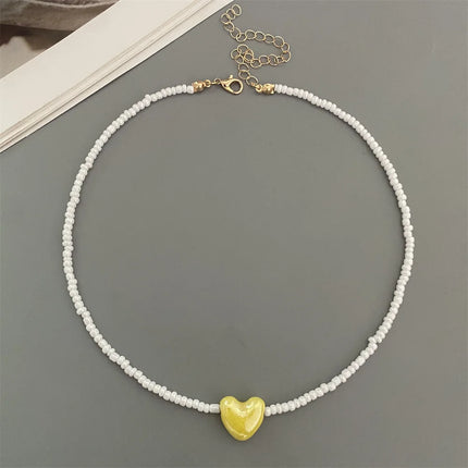 New Fashion Candy Color Choker Necklace for Women Girl Love Heart Square Geometric Short Necklace Seed Bead Neck Jewelry 2026