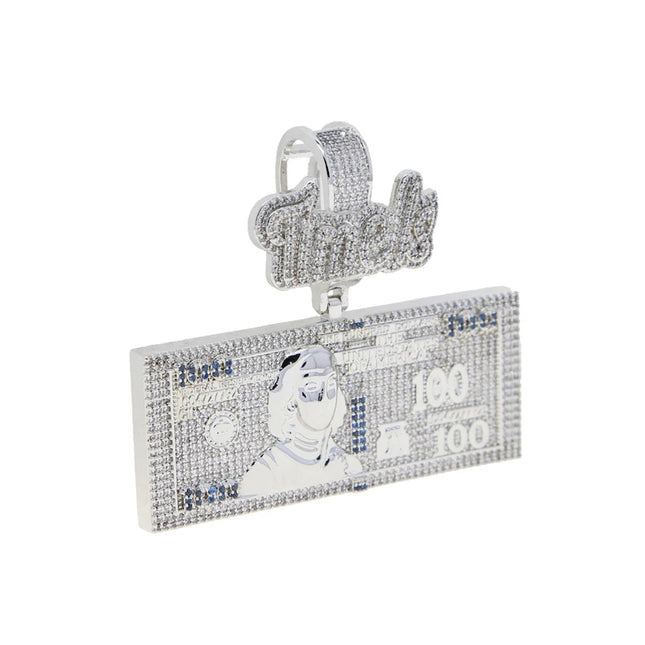 2025 New Trend Time Is Money Dollar Pendant Necklace Iced Out Bling Cubic Zirconia Charm Men Women Fashion Hip Hop Gifts Jewelry