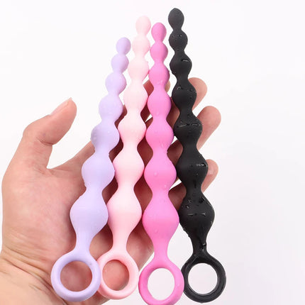 New 1Pc Beads Soft Anal Plug 7 Balls Silicone G-Spot Stimulating Butt Plugs Anal Stimulation Pull Bead Dildo Deep Anal Sex Toy