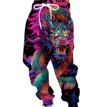 2026 Fashion New Limited Edition Five Claw Golden Dragon Texture 3D Printed Loose Outdoor Hip Hop Street Casual Sports Pants