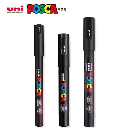 3pc UNI POSCA Marker Pen,White rotulador permanente Black Acrylic Graffiti PC 1M 3M 5M POP Pen For Glass Ceramic Leather Fabric