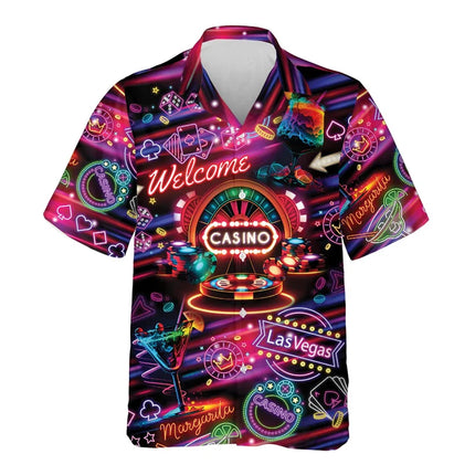 Summer Poker Casino Hawaiian Shirt Men Fashion 3d Printed Playing Card Button Down Shirt Women Lapel Short Sleeve Aloha Blouse
