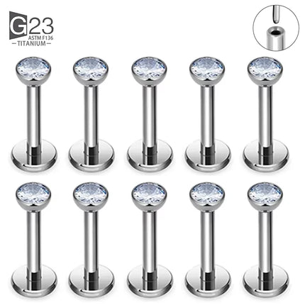 10pcs 20/18/16g G23 Titanium Piercing CZ Lip Labre Earrings set Lip Stud Ring Tragus Free Spiral Cartilage Jewelry For Women