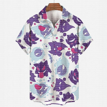 Cartoon Snorlax Pokemon Design Graphic Cosplay Outfit Hawaiian Shirts Leisure Dry Quickly Men's Shirts Clothing Tee Y2k Women