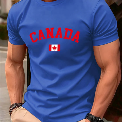 Canada Text With Flag Printed Cotton T-Shirts Men's Summer Short Sleeve T Shirt Soft Oversized O-Neck Tops Basic Men's Clothes