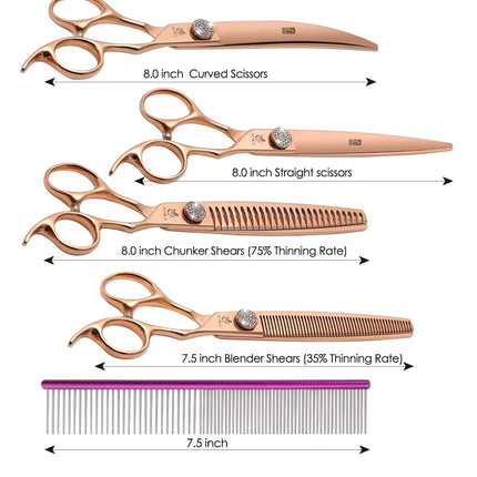 Fenice JP440C Pet Grooming Equipment Scissors Set 7/7.5/8 Inch Straight Curved Thinner Chunker Shears for Canine hairdresser