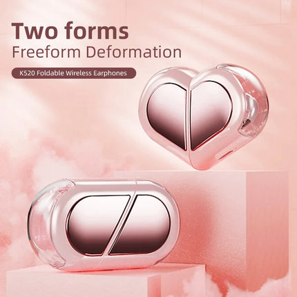 K520 Bluetooth Wireless Earphones Rotatable Heart Shape Charging Box Low Latency Gaming Stereo In Ear Earbuds