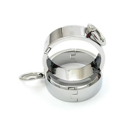Metal Handcuffs Ankle Cuff with Chain Bondage Collar Restraint Shackles Set BDSM Handcuffs Steel Collars Sex Tool Toys