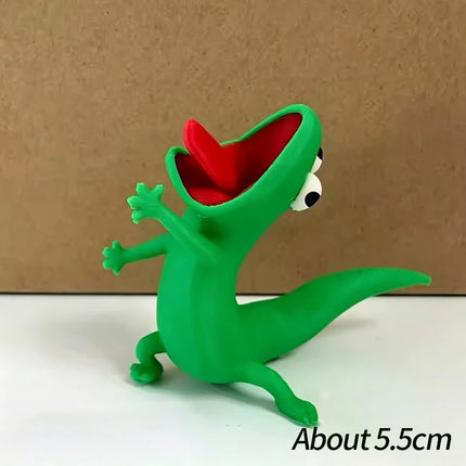 Cute Green Lizard 3D Printed Figure, Anime-Style Animal Ornament, Desktop Decor kids gift & Collectible Model for Reptile Lovers