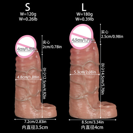 New Realistic Penis Sleeve Soft Condom Penis Extender/Enlargement Hollow Cock Cover Adult Sex Toys Women Men Gay Masturbador 18+