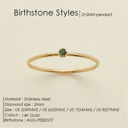 eManco Stainless Steel Birthstone Ring  Gold Color Simple Fashion Style For Women Festival Party Gift