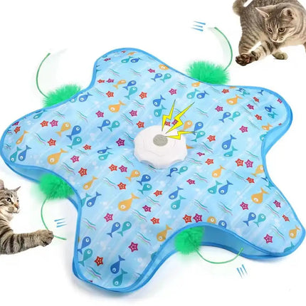 Cat Toys Interactive Hide and Seek Cat Toy with Mouse Squeaky Motion Activated Moving Concealed Feathers Kitten Teaser Toy