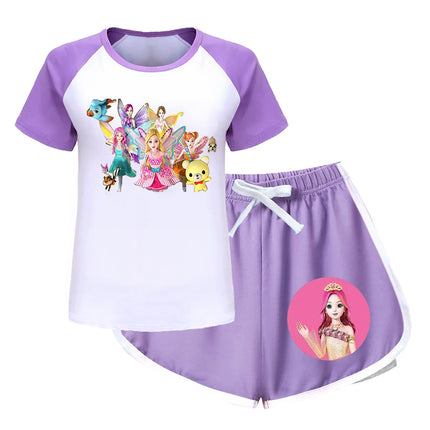 Secret Jouju Blouse Short Sleeve Summer Wear Two-piece Set Summer Suit for Girls Outdoor Clothes for Children Children's Tops