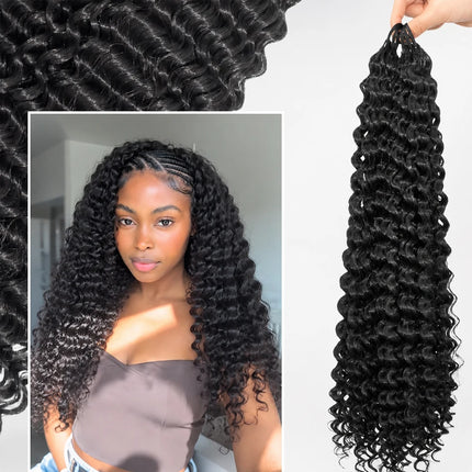 Deep Wave Crochet Human Hair Bundles Boho Braid Hair Remy Pre-Separated Feather Invisible Knot Crochet Hair Extensions For Women