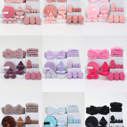 19 件 Cosmetic Puff Makeup Sponge Blender Beauty Egg Foundation Sponges Puff Wash Face Headband Wristband Make up Accessories