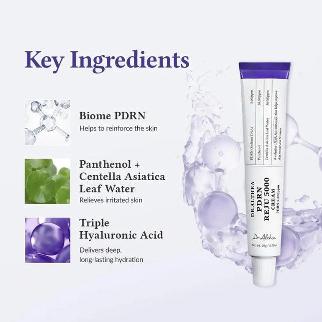 PDRN Revitalizing Face Cream 20g Deep Moisturizing Water Temperature Locking and Light Non Sticky Skin Care Night Cream