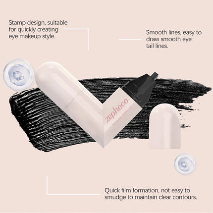 Rotating Eyeliner Stamp Pen Waterproof Sweat-Proof Integrated Black Brown Dual-Head Triangular Tip Symmetric Liquid Eyeliner Pen