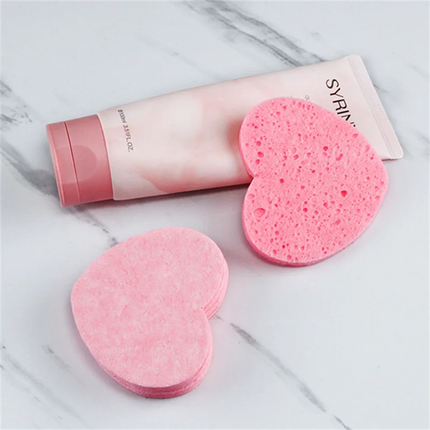 10/20/50PCS Pink Heart Shape Facial Sponges Pad Compressed Natural Reusable Facial Cleansing Pads Exfoliating For Cleansing