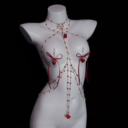 Multi-functional Body Jewelry Heart-Shaped Nipple Clamps All-in-One Training Adult Breast Stimulation Sexy Accessories for Women