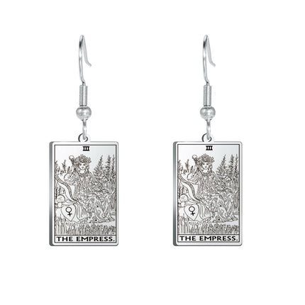Classic Tarot Cards Stainless Steel Drop Earring for Women Sun Moon Star Lovers Divination Tarot Jewelry Birthday Gift