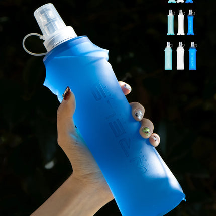 WRELS Folding Collapsible Water Bottle Running Water Bottle Soft Flask TPU BPA-Free Camping Hiking Travel Folding Water Bottle