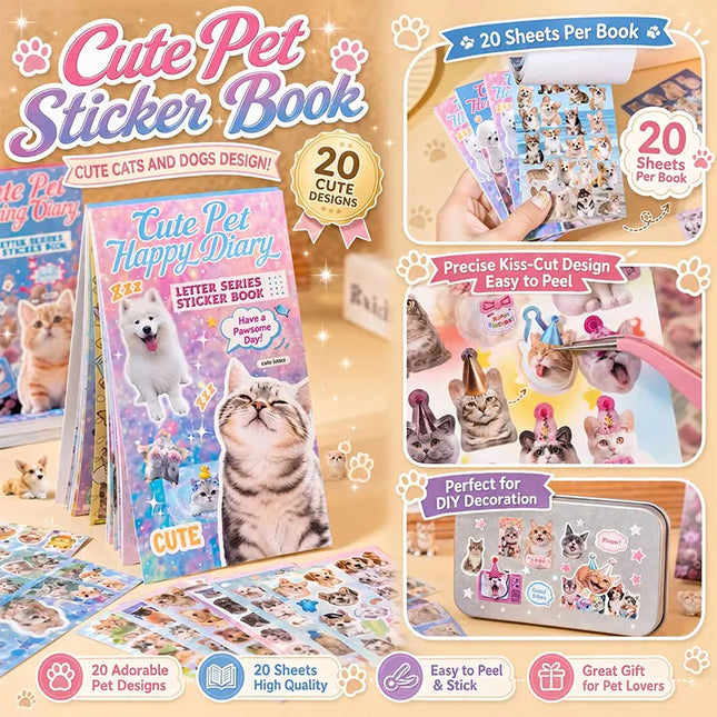Cat Dog Stickers Book Value Set with 482/501pcs Meme Stickers Books for Scrapbook Journal and Planner Coil Bound Sticker Albums