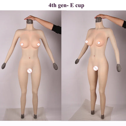 KUMIHO 1/4/6/8TH GEN One Piece Cosplay Silicone Bodysuit  Sissy Fake Vagina Breast Forms Fake Boob For Transgender Drag Queen