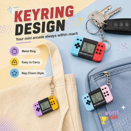 1pc Classic Tetri Handheld Game Console Keychain Retro Portable Nostalgic Puzzle Toy for Men And Women mini keychain pendant Toy