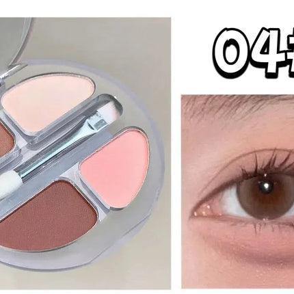 4 Colors Shimmer Matte Eyeshadow Palette Nude Rose Pink Glitter Pigment Eye Shadow Lasting Waterproof Makeup Palette with Brush