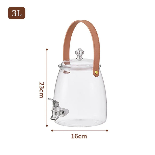 3/5/9L Large Capacity Summer Cold Water Kettle with Tap Clear Fruit Tea Cold Brewing Kettle Drink Dispensers Refrigerator