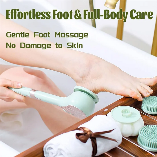 Electric Body Brush Automatic Bath Brush USB Rechargeable Rotating Brush Waterproof Extended Handle For All Skin Types