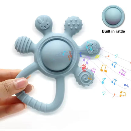 Baby Silicone Teether Rattle Toys BPA Free Palm Design Chewing Toy for Infants Newborn Gifts Easy to Grip Babies Teething Toys