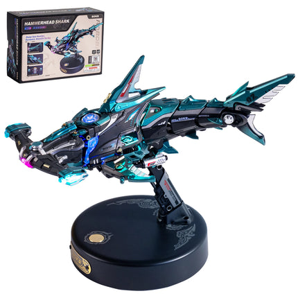ROKR MI07 Hammerhead Shark 3D Puzzle Mechanical Model – Moving Shark with LED Lights,  Desk Decor, Gift for Men & Teens