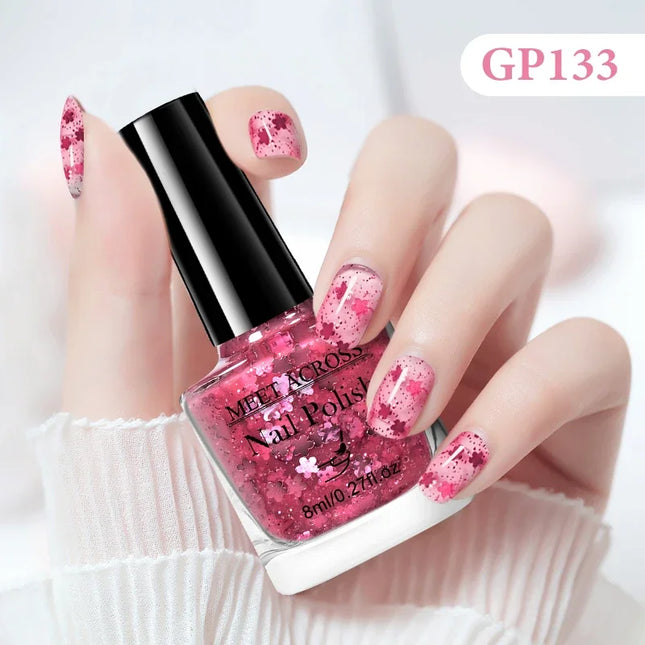MEET ACROSS 8ml Glass Bottle Water-Based Peel Off Nail Polish Colorful Air Dry Nail Art Varnish Nails Manicure No Need Lamp