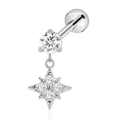 ASTM F136 G23 Titanium Flower Petals Butterfly Labret Threadless Piercing Pin Push in Lip Stud Daith Conch Earring 16G 18G 20G