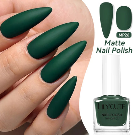 LILYCUTE 7ml Matte Nail Polish Velvet Effect Pearl Shell  Air Dry Nail Art Varnish No Need Lamp Manicure Glitter Nail Care Polis