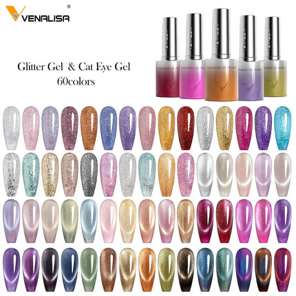 VENALISA 10ml Nail Gel Polish 108Colors HEMA/TPO Free UV LED SoakOff Long Lasting High Gloss Base TopCoat for Salon DIY Manicure