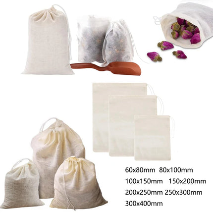 Cotton Muslin Drawstring Strainer Tea Spice Separate Filter Bag With String Empty Cotton Filter Bag Cotton Yarn Bag  25/10PC