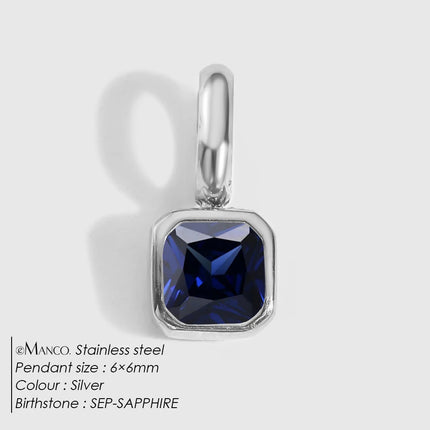 eManco Colorful 12 Birthstone Pendant DIY Accessory Necklace Women's Square Zircon Clavicle Pendants Birthday Party Gift