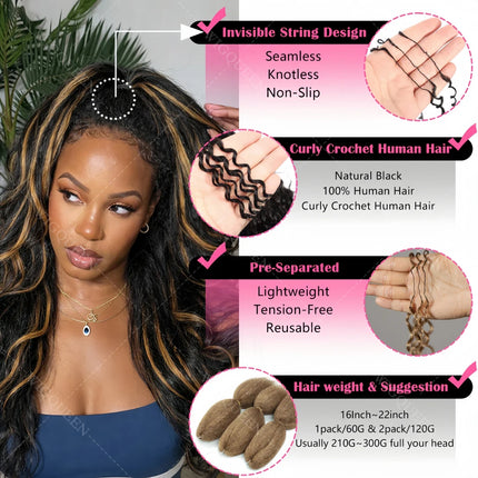 Kinky Straight Crochet bundles Human Hair Extensions 5pack/300g Miracle Knots #4 Chocolate Brown Yaki Straight Feather Bulk Hair