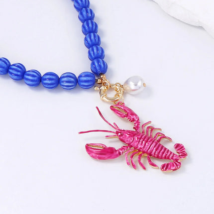 Vintage Personality Animals Necklaces for Women Vintage Beaded Lobster Pendant Necklace Jewelry Neck Accessories