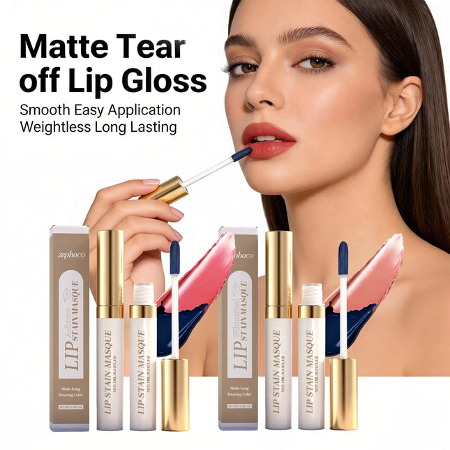 Matte Tear off Lip Gloss Peel off Lip Stain Reveal Long Lasting Waterproof Hydrating Tinted Natural Lip Gloss Makeup 3 Colors