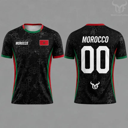 2026 Morocco Flag Print Jersey Men's Quick-Drying Breathable Sports T-Shirt Unisex Personalized Name And Number Soccer Tees