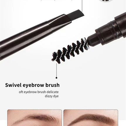 Double Ended Eyebrow Pencil Rotatable Triangle Eye Brow Pen Sweatproof Waterproof Smooth Lasting Beauty With Brush Makeup Tool
