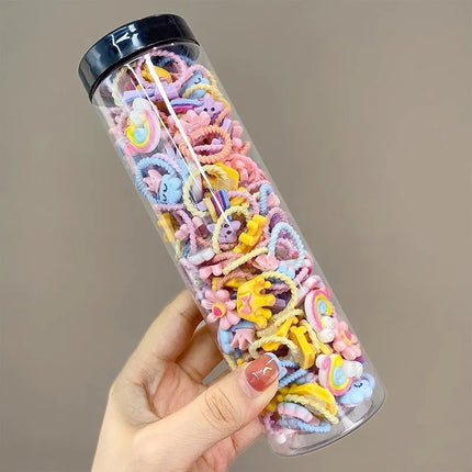80PCS/40PCS/Bottle Elastic Hair Bands Girls Baby Hair Accessories Child Hair Ring Head Rope Scrunchies Headwear 1 or 2 Bottles