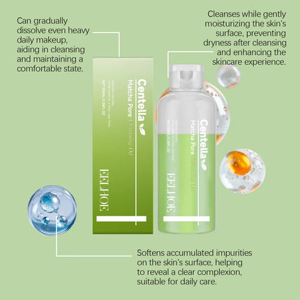 Matcha Cleansing Oil - Gentle Daily Cleanser for Moisturizing and Caring for Facial Skin, Refreshing Face Care Oil