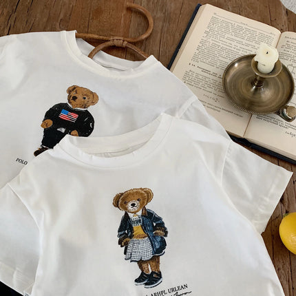 Children's T-Shirt Summer New Arrival Boys and Girls Cartoon Bear Short Sleeve T-Shirt Baby Korean Style Print T-Shirt