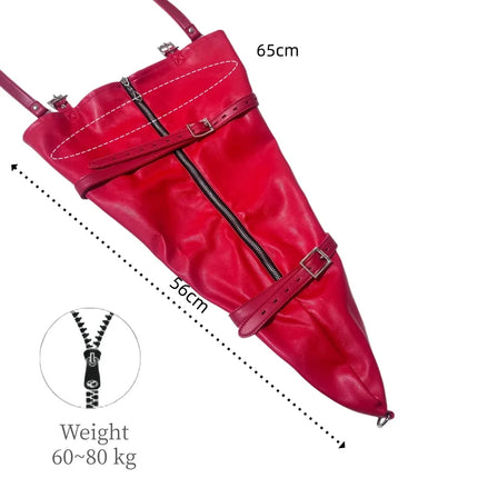 Metal Zipper Plus Size Single Arm Bondage Gloves with Adjustable Shoulder Straps Bag for Couple BDSM Fantasy Adult Sex Toys